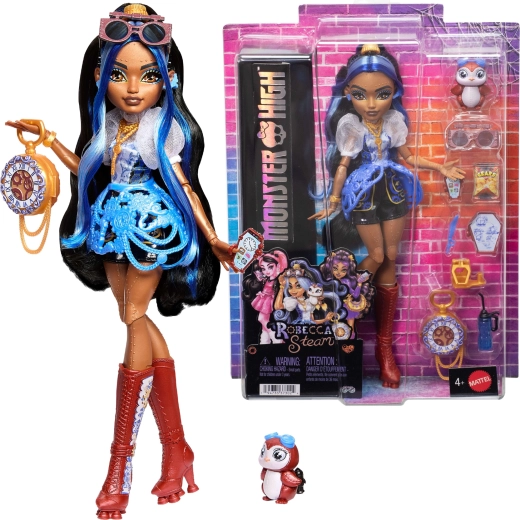 Monster High Robecca Steam lelle 28 cm ar aksesuāriem un mīluli