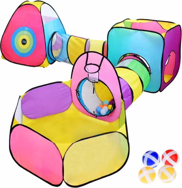 Mega izklaides centrs 5‑vienā – bērnu saliekamās teltis ar tuneļiem un spēļu elementiem