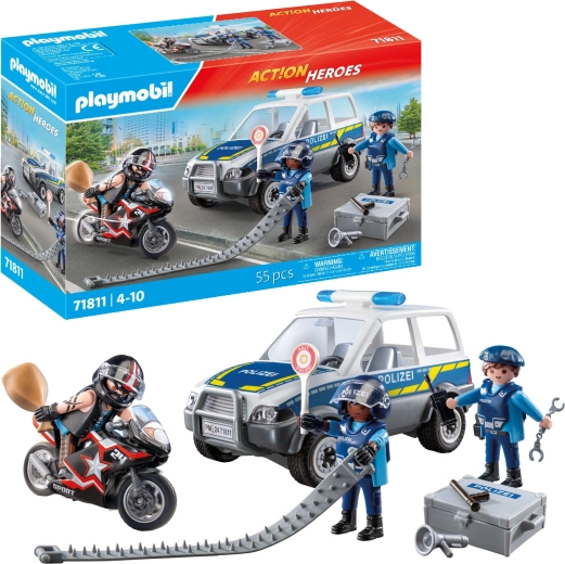 Playmobil City Heroes policijas pakaļdzīšanās – auto, motocikls un figūriņas