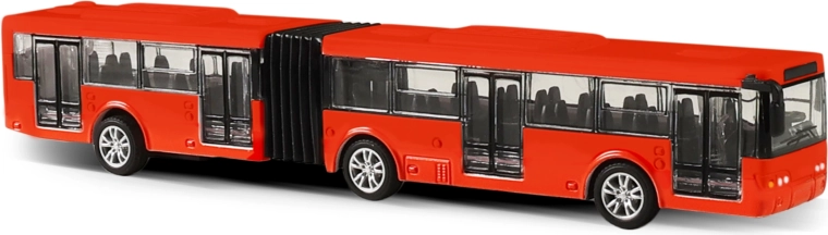 Metal articulated city bus – red, 18 cm