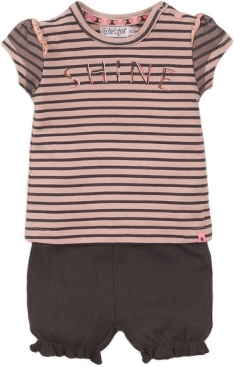 Dirkje bērnu 2 daļu komplekts: krekliņš un šorti Smokey Pink svītras un Smokey Grey