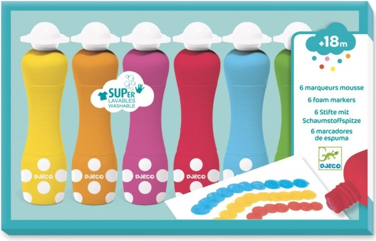 Djeco foam paints with sponge applicator for kids