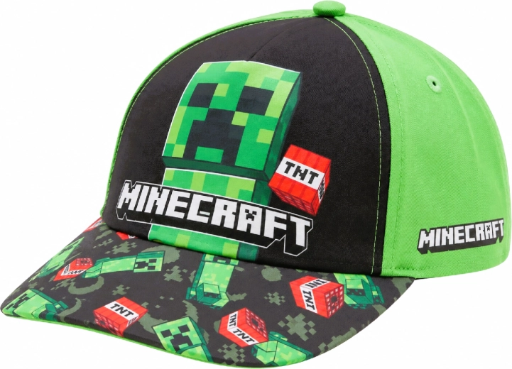 Children's Green Minecraft Creeper Cap, 55 cm