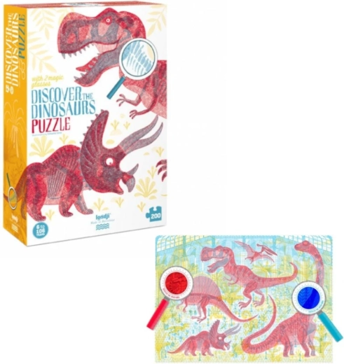 Educational Puzzle Discover Dinosaurs by Londji, 200 Pieces with Magnifying Glasses