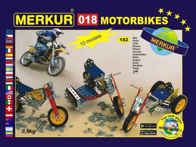 Merkur motocikli – metāla konstruktors, 174 detaļas, līdz pat 10 modeļiem