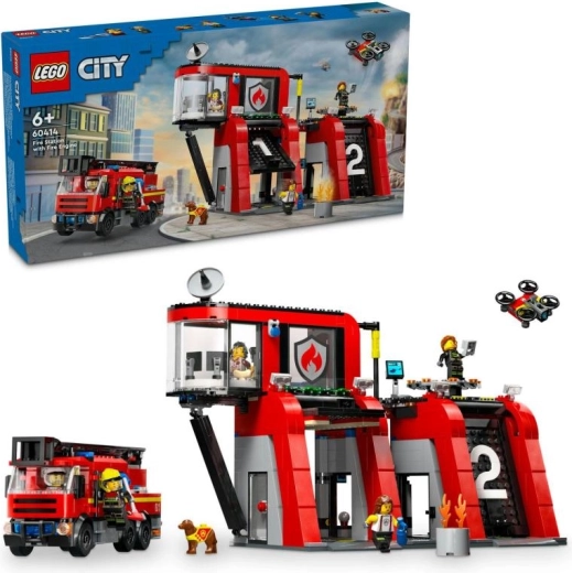 Lego City ugunsdzēsēju stacija ar ugunsdzēsēju auto
