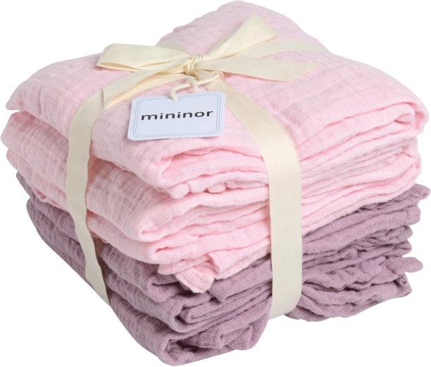 Mininor muslin organic diapers rose/heath flower - 6 pcs