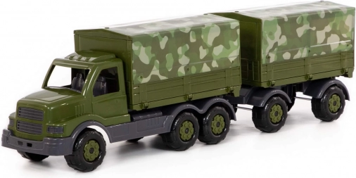 Military Truck Tracker with Canvas Body and Trailer