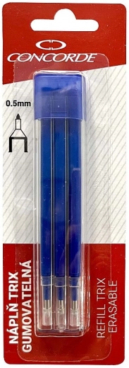 Rezerves stienīši dzēšamai rollerpildspalvai CONCORDE TRIX 0,5 mm, zili, 3 gab.