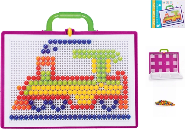Children's mosaic with pegs, 272 pcs, in a case with board