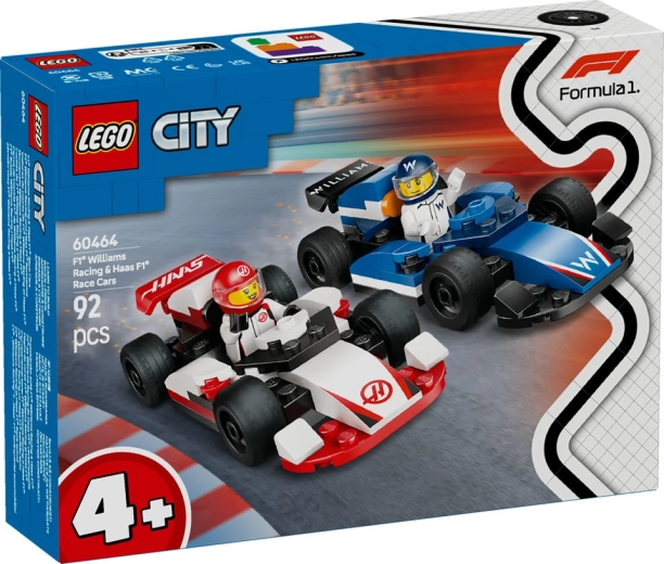 LEGO City 60464 F1 Williams Racing un Haas F1 sacīkšu auto