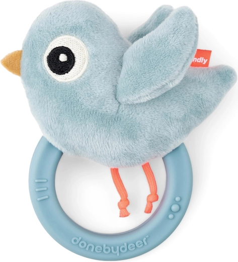 Done by Deer Birdee sensory rattle with teether, blue