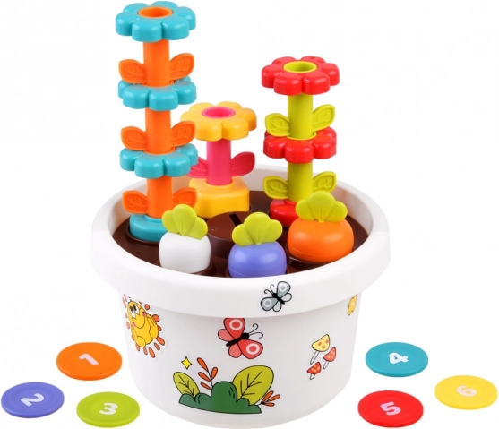 Hola izglītojošs puķu pods 12m+ ar rotaļlietu šķirotāju un piramīdu