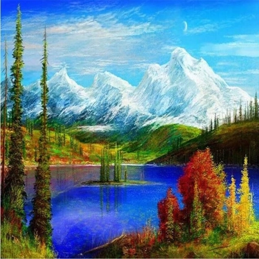 Diamond Painting Mountain Lake 30 × 40 cm