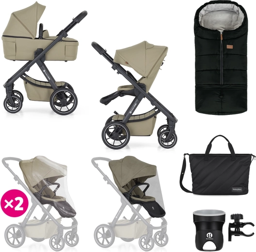 Petite&Mars Icon 2-in-1 Combination Stroller, Mossy Green