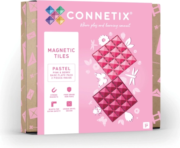 Magnetic Building Plates Pastel Pink & Berry, 2 pcs