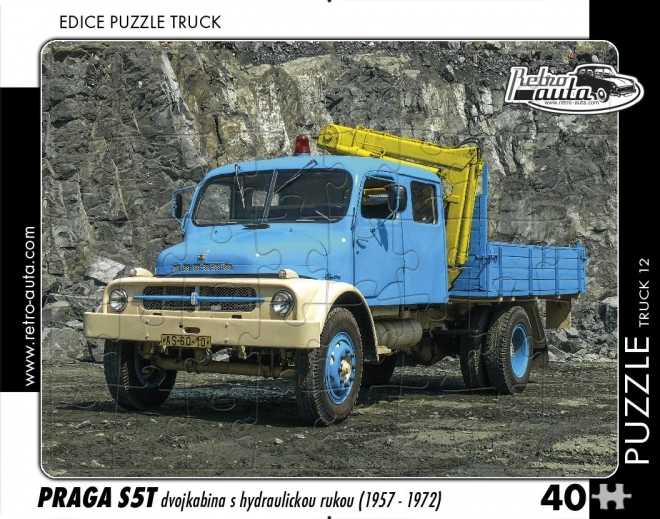 Puzle Retro auto TRUCK Praga S5T divkabinē ar hidraulisko roku, 40 gabaliņu