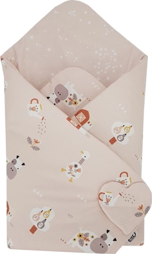 Eko abpusēja kokvilnas ietināmā sega (zavinovačka) My farm powder pink 75 × 75 cm