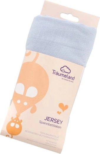 Träumeland jersey gumijotais palags s bor­tiņiem 100 × 100 cm gaiši zils