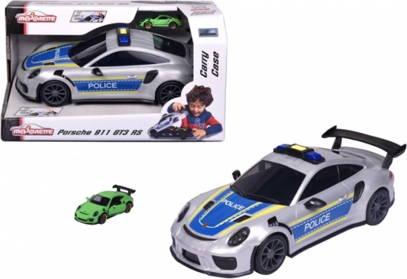 Majorette Porsche 911 GT3 RS policija – transportēšanas konteiners ar auto