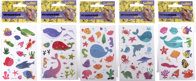 Pagaidu tetovējumu uzlīmes Jūras pasaule 17,5 × 8,5 cm