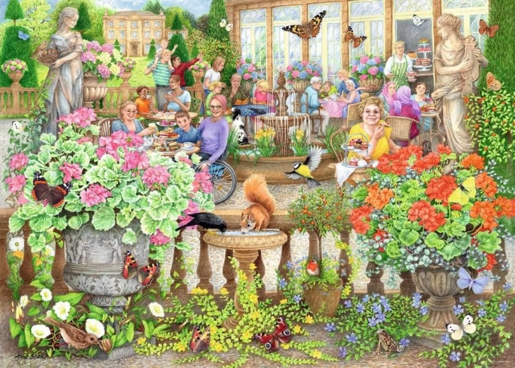 Ravensburger puzle Cosy Café Collection Nr. 2: Kafejnīca oranžērijā, 1000 detaļas