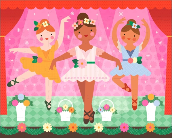 Divpusīga balerīnu puzle 2 vienā PETIT COLLAGE, 49 gabali