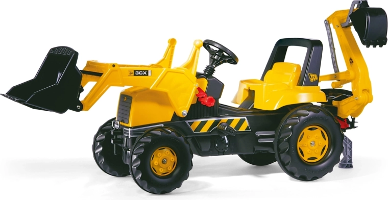 Rolly Toys pedāļu traktors Rolly Junior JCB ar priekšējo kausu un aizmugurējo ekskavatora roku