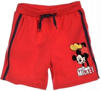 Sarkani kokvilnas bermudu šorti ar Mikiju