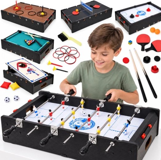 Multifunctional 6-in-1 game table with electric air hockey