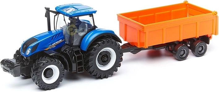 Bburago Farmland Tractor NEW HOLLAND T7.315 HD with Tipping Trailer 10 cm