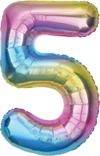 Foil Balloon Number 5 Rainbow 85 cm