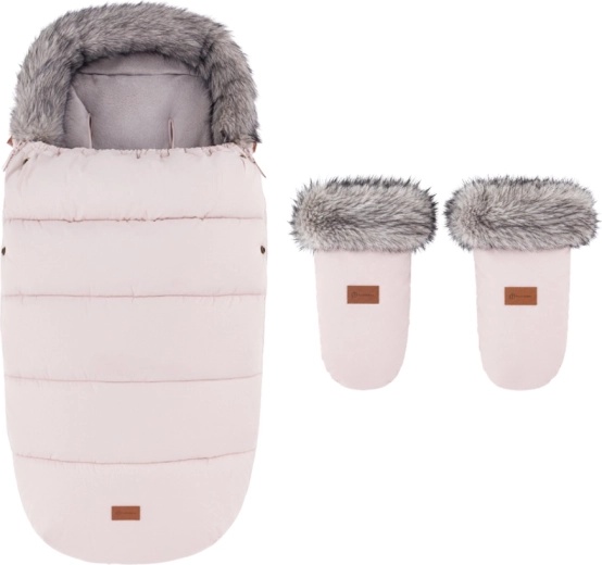 PETITE&MARS Comfy 4-in-1 winter footmuff with stroller hand warmers Fjora Rose Petal