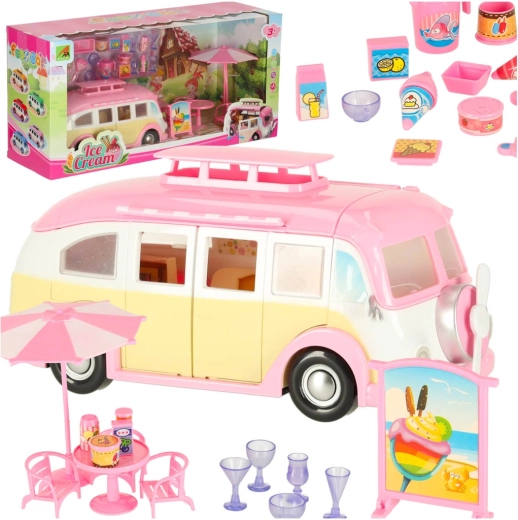 Folding ice cream van with accessories, 30 pieces