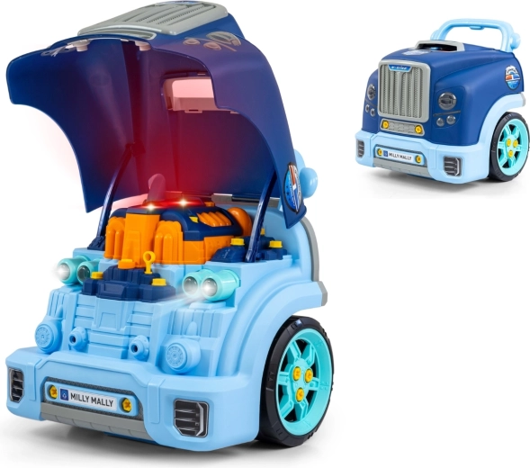 Realistic front car section model with opening hood MILLY MALLY N-GINE, blue
