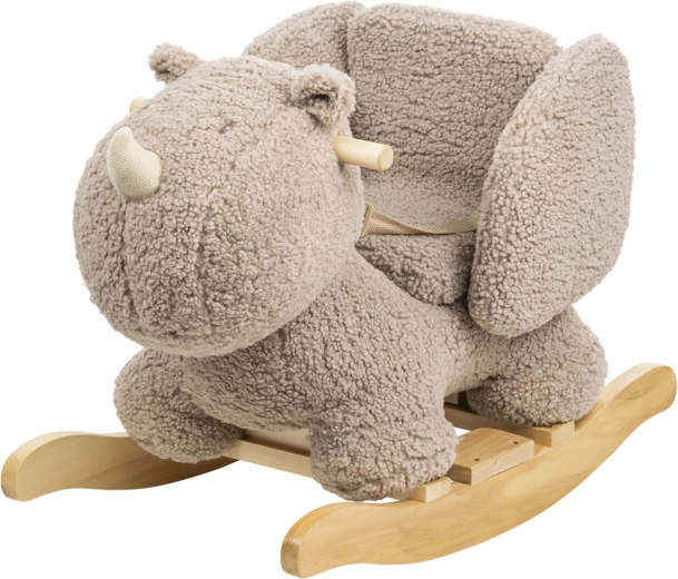 Nattou Teddy Plush Rocking Rhino Toy Taupe