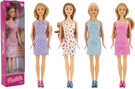 Modes lelle 30 cm ar stingru ķermeni un vasaras kleitu