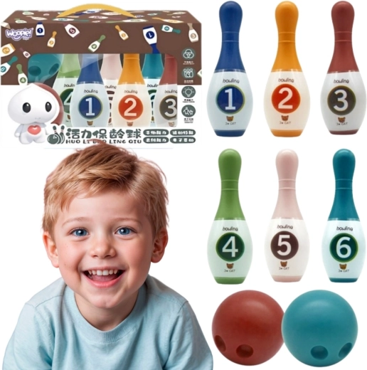 Colorful Kids Bowling Pins with Numbers WOOPIE