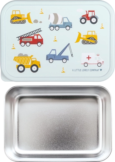 A Little Lovely Company stainless steel lunch box with Vehicles lid