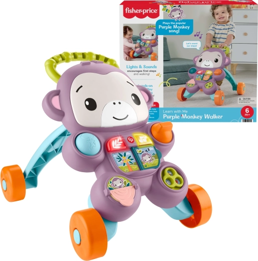 Fisher-Price interaktīvais staigulis ar violetu pērtiķīti