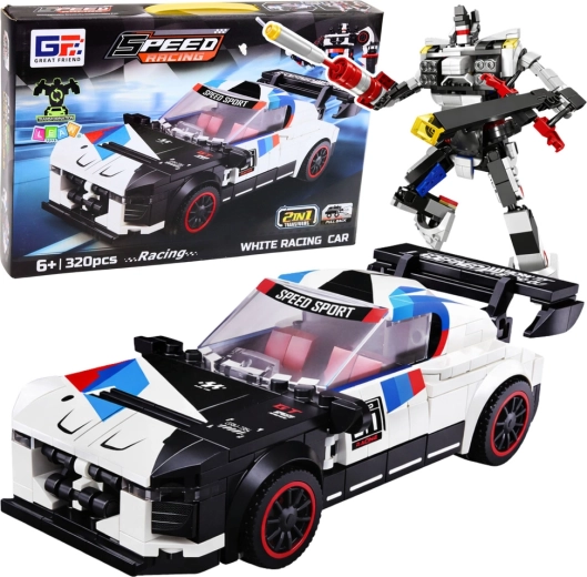 2 vienā konstruktors sporta auto un robots, 320 detaļas, balts