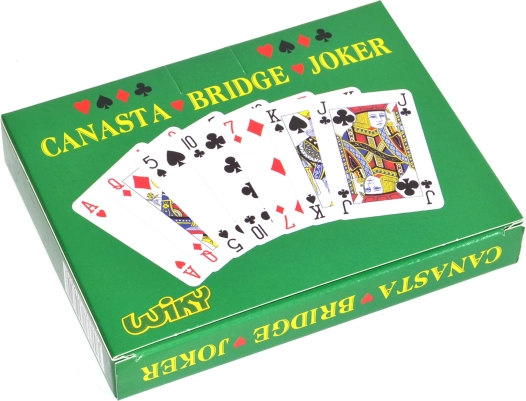 Kaujas kārtis Kanastai papīra kastītē