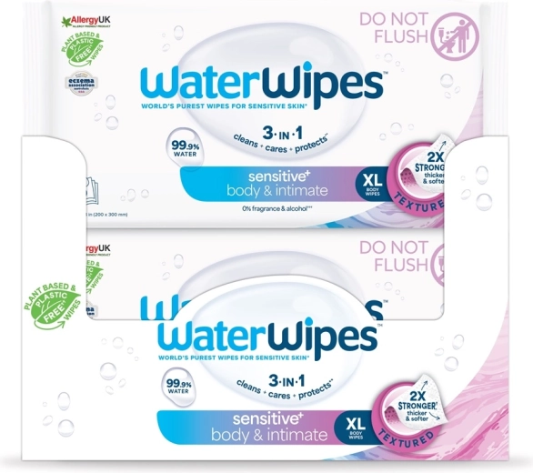 WaterWipes Sensitive+ wet wipes for the body and intimate areas, 30 wipes - 12 packs
