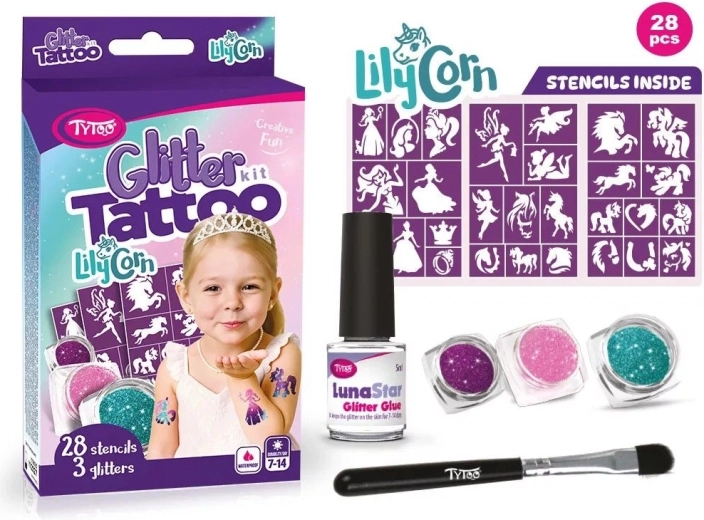 Mirdzošo tetovējumu komplekts LilyCorn