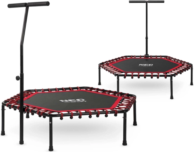 Fitness batuts Neo-Sport ar rokturi 127 cm sešstūrains sarkans