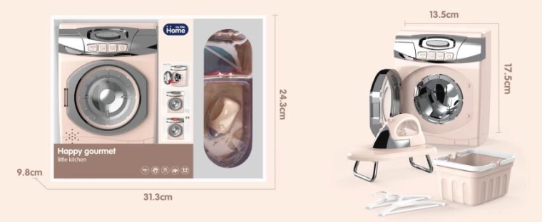 Children's automatic washing machine with iron and basket