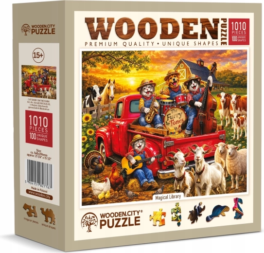WOODEN CITY Wooden Puzzle Cat Orchestra on the Farm, 1010 Pieces