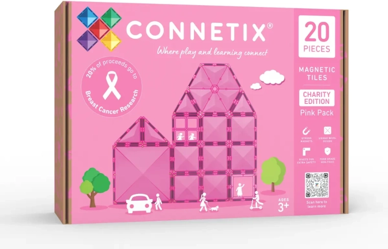 Connetix Charity Pink Magnetic Tile Set – 20 Pieces
