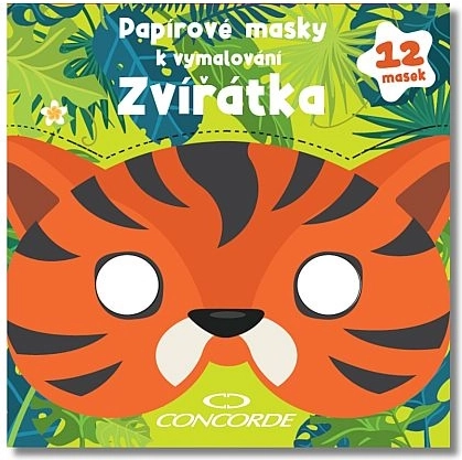 Papīra maskas krāsošanai – dzīvnieki CONCORDE, komplekts 12 gab.