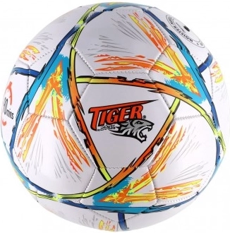 Krāsaina futbola bumba, izmērs 5, šūta ādas, 23 cm